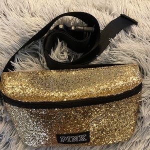 VICTORIA SECRET PINK GOLD BLING BLING FANNY PACK